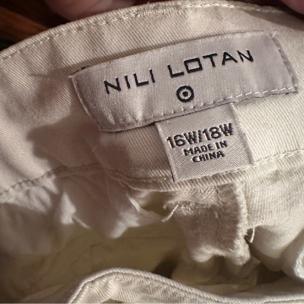 Nili Lotan X Target Cropped Pants Womens Wide Leg High Rise Pockets Cream - Picture 6 of 6